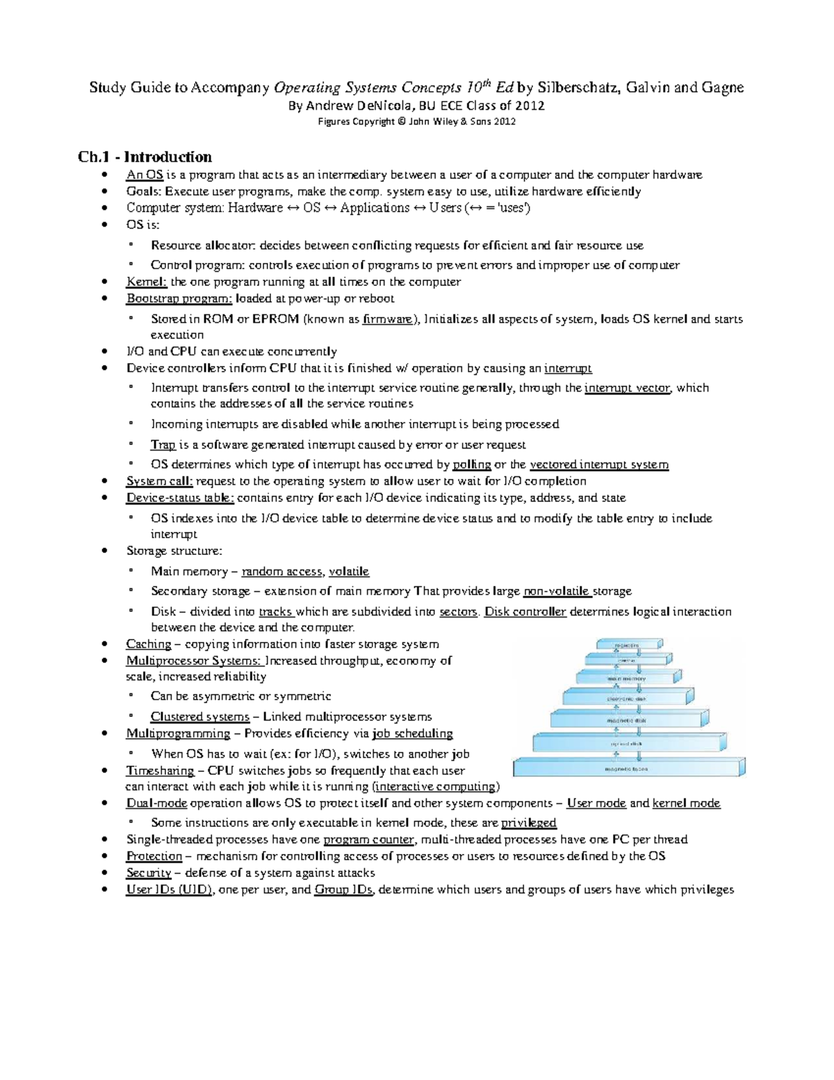 Study Guide for Operating Systems Concepts (BU ECE) - Summary - Studocu
