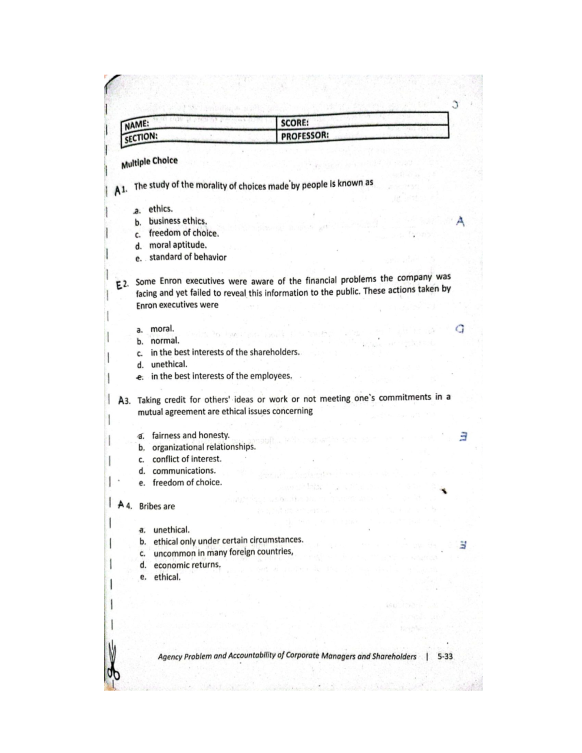 MCQ Chapter 5 OF GOOD Governance - BS Accountancy - Studocu