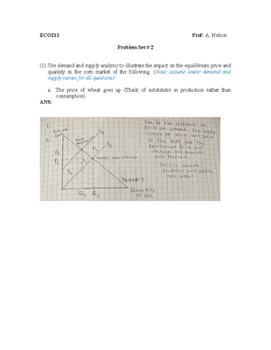 Microeconomics - problem set 1 - ECO211 Professor: A. Nelson Problem ...