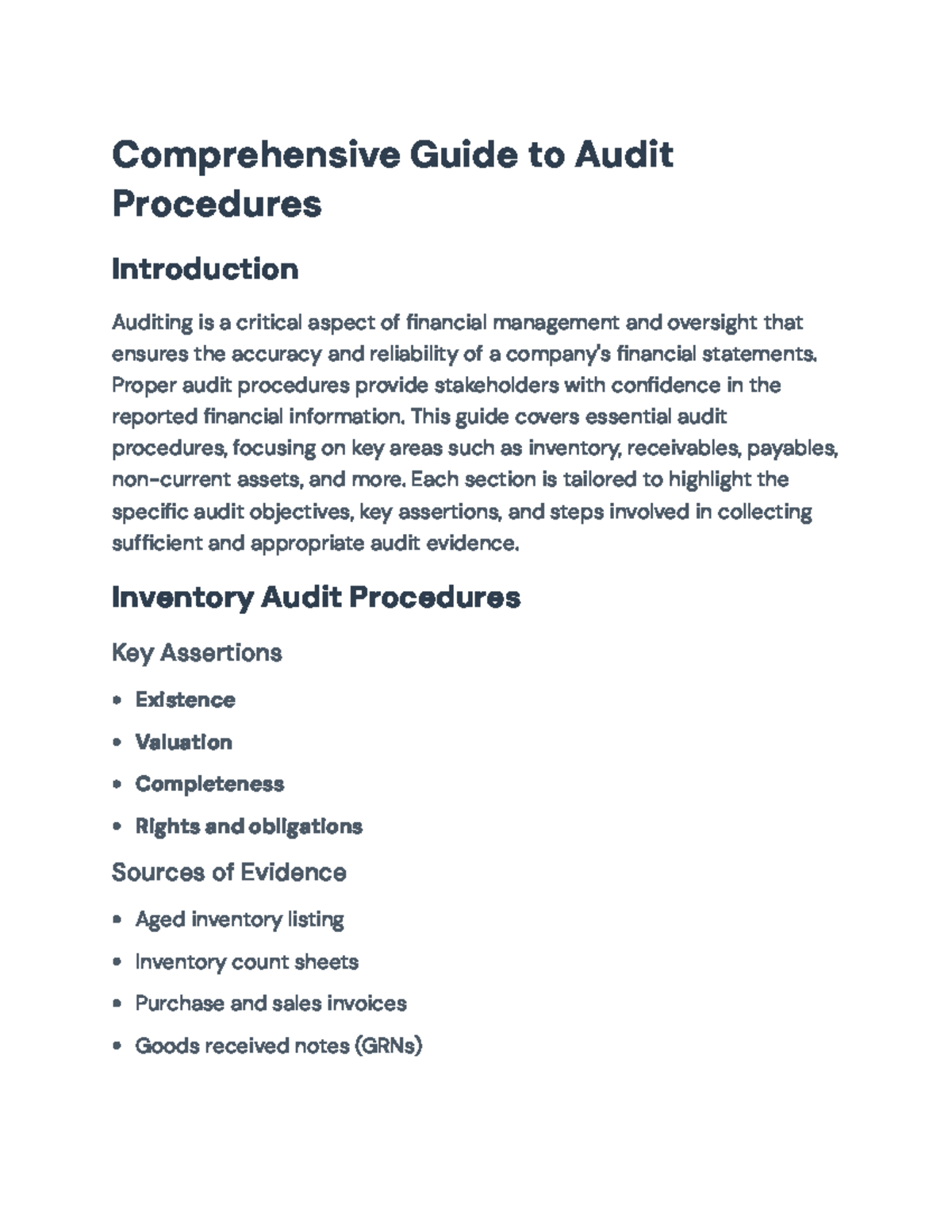 Comprehensive Audit Procedures Guide: Key Assertions & Steps ...