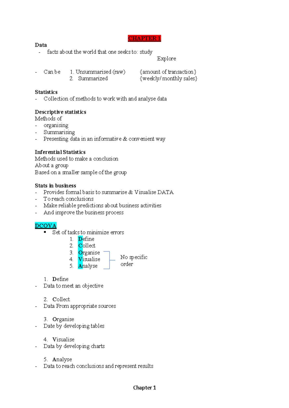 Stats 101: Comprehensive Final Notes on Chapters 1-3 - Studocu