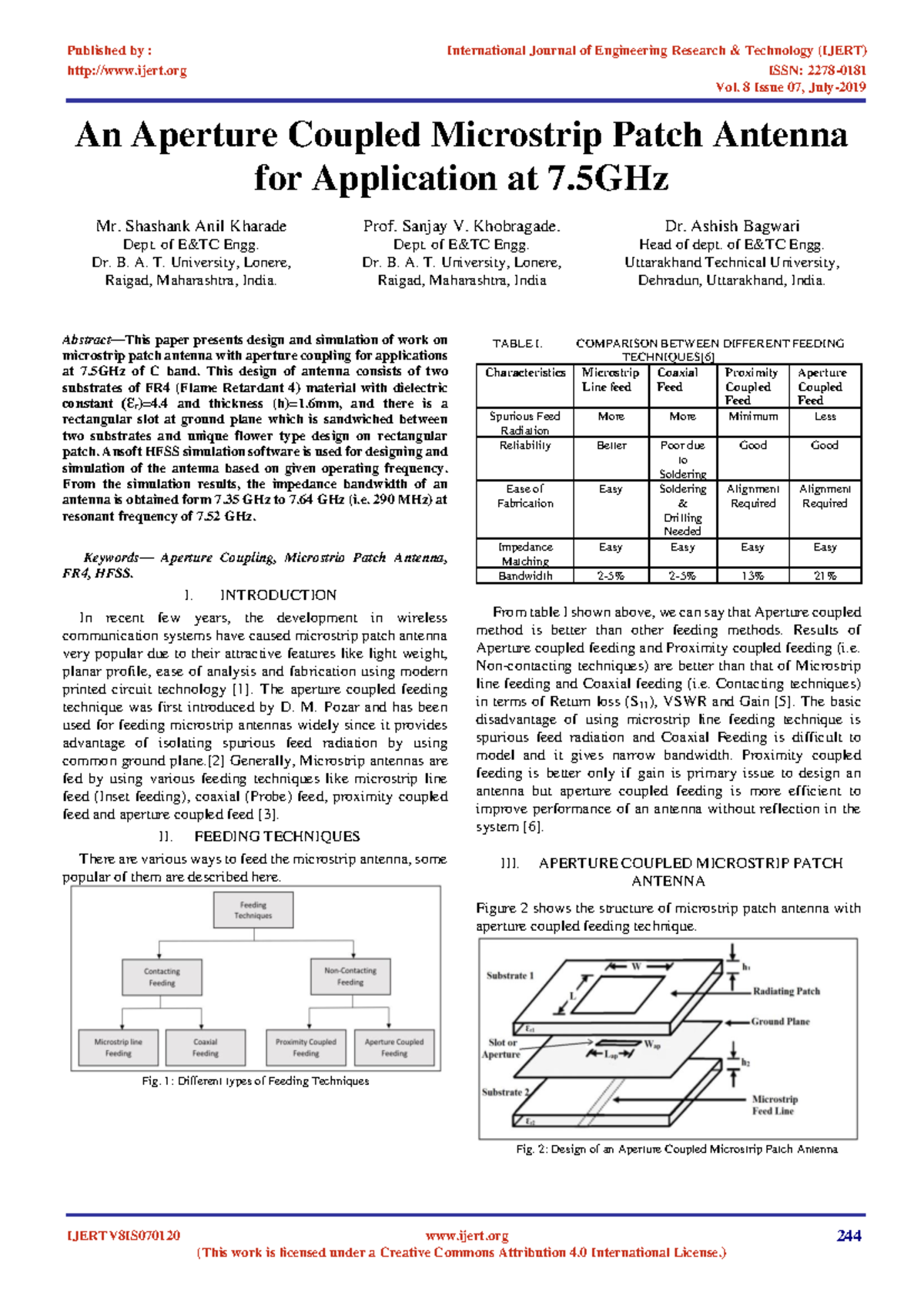 Aperture Coupled Microstrip Patch Antenna Design for 7.5GHz - IJERT ...