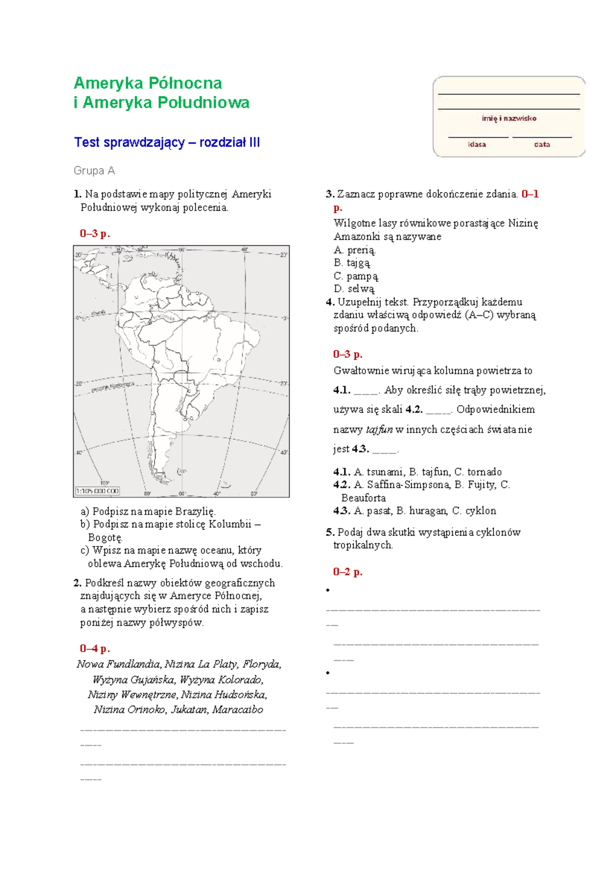 Ameryka Północna I Południowa Klucz Odpowiedzi www.studocu.com