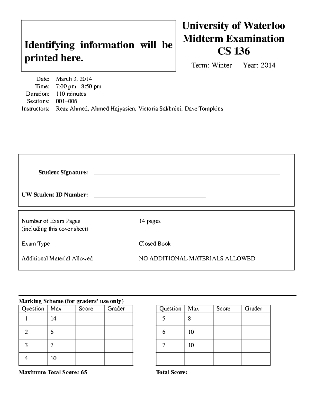 CS 136 Midterm Exam Winter 2014 - C Programming Concepts - Studocu