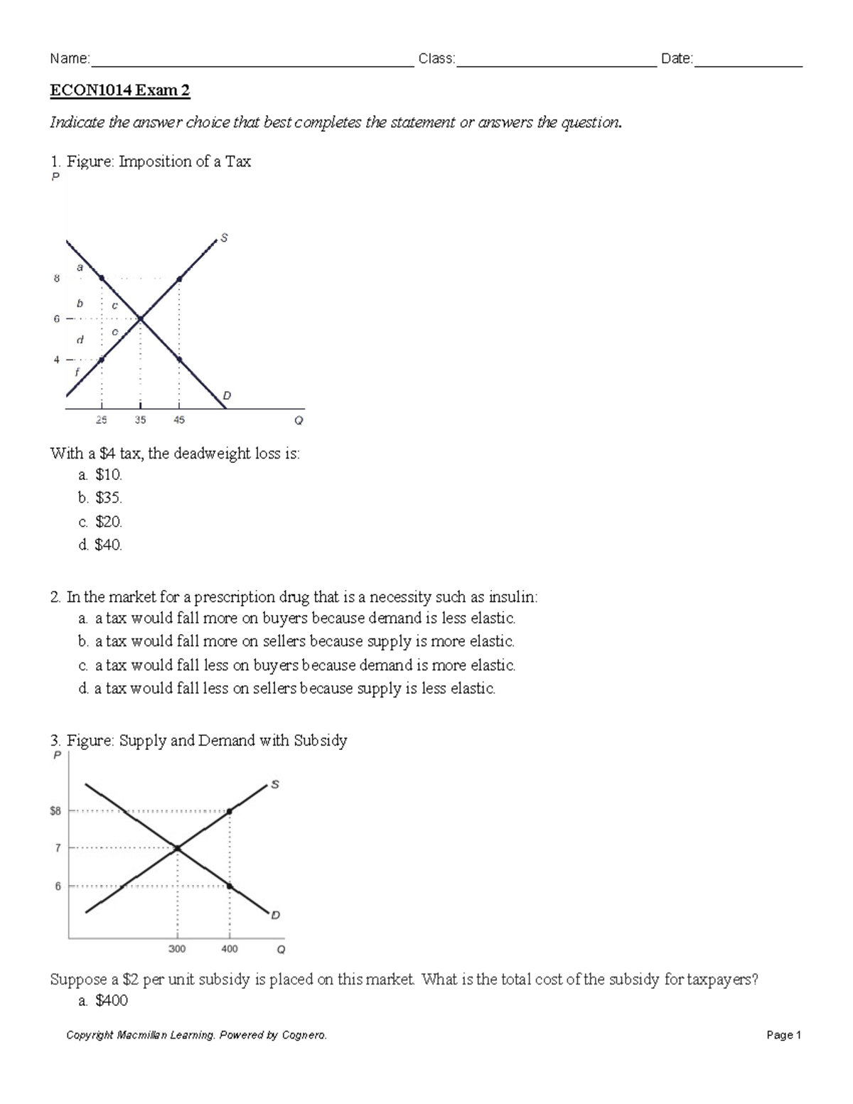 ECON1014 Exam 2 - Comprehensive Practice Questions and Answers - Studocu