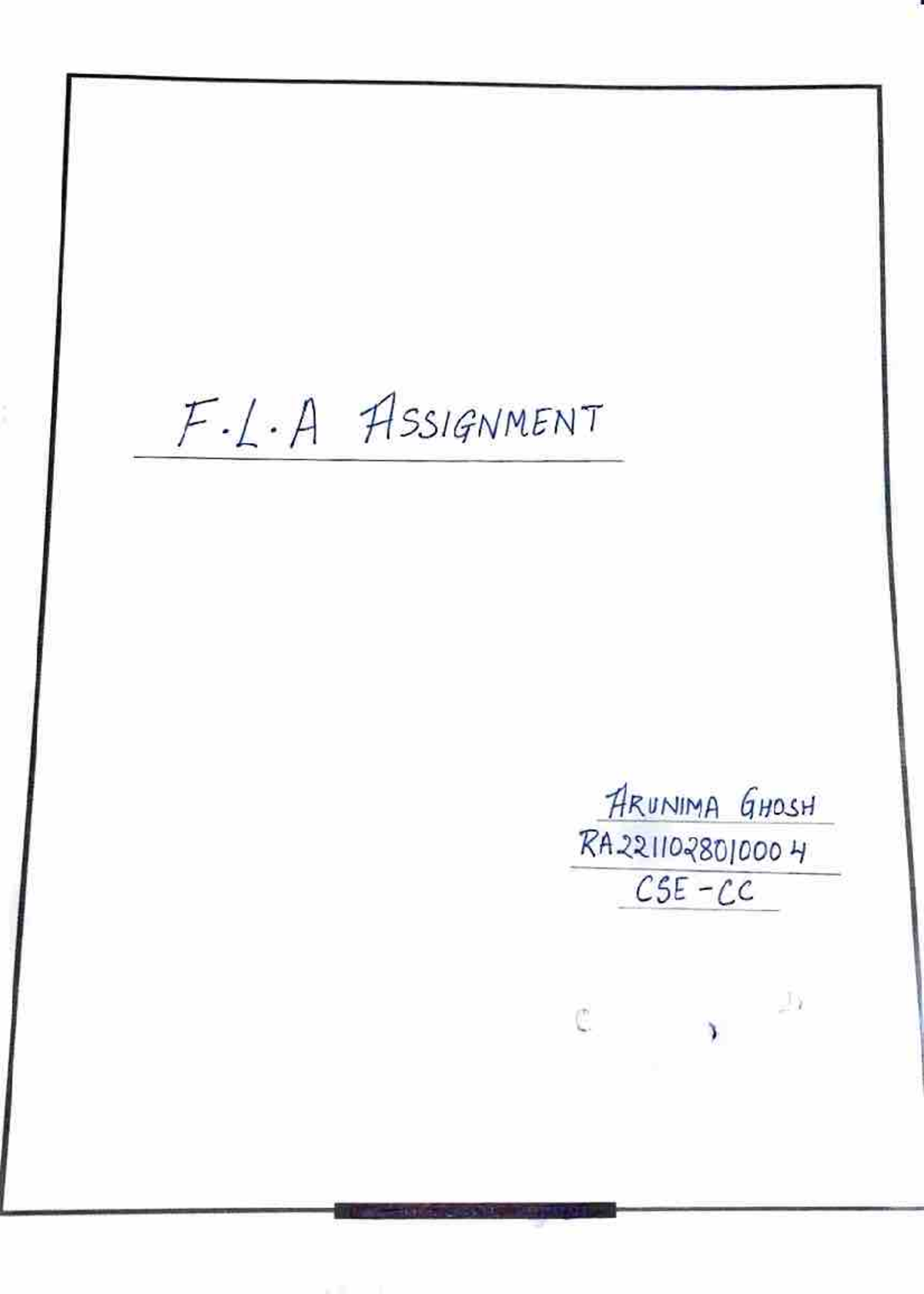 F.L.A Assignment: DFA and RE to NFA Conversion Questions by Arunima ...