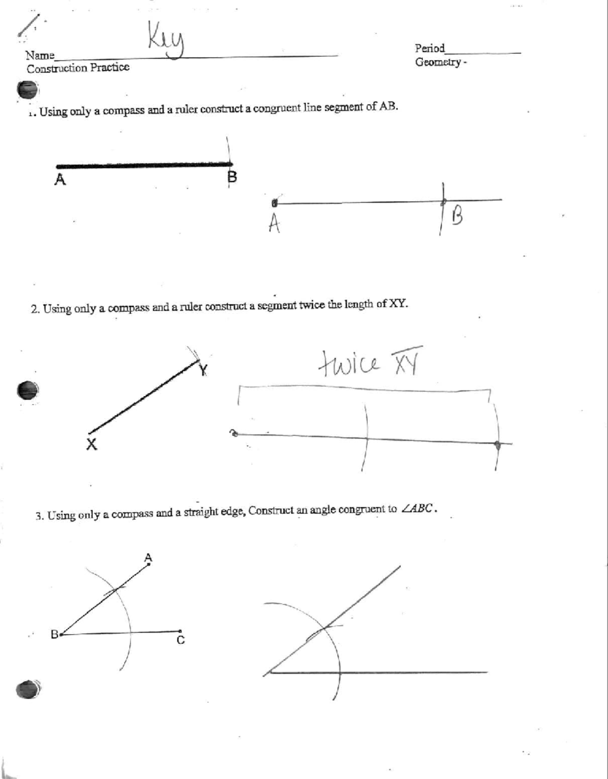 Geometry Construction Practice 1: Key Period Name - Studocu