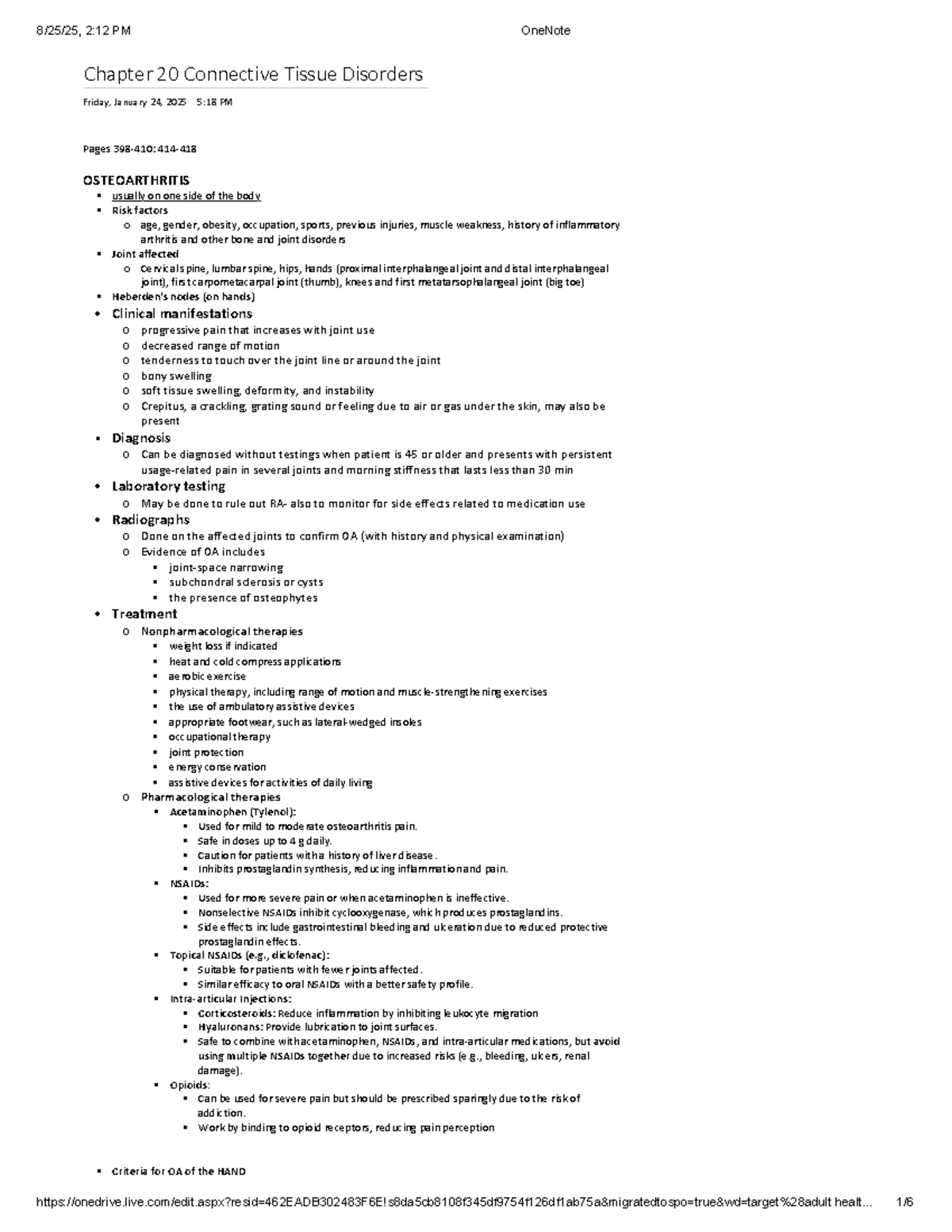 Adult Health - Chapter 20: Connective Tissue Disorders Overview - Studocu