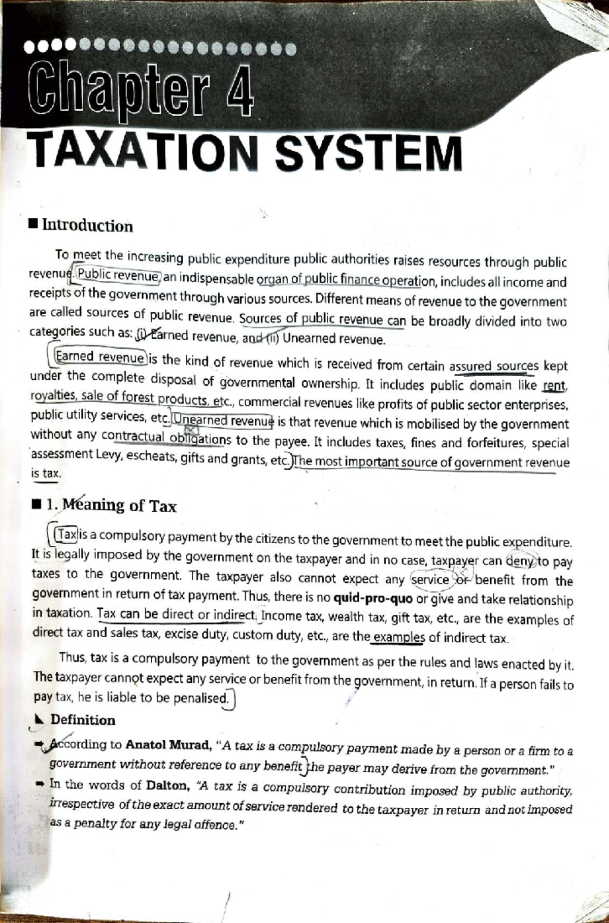 TAXATION SYSTEM: Comprehensive Overview and Key Concepts - Studocu