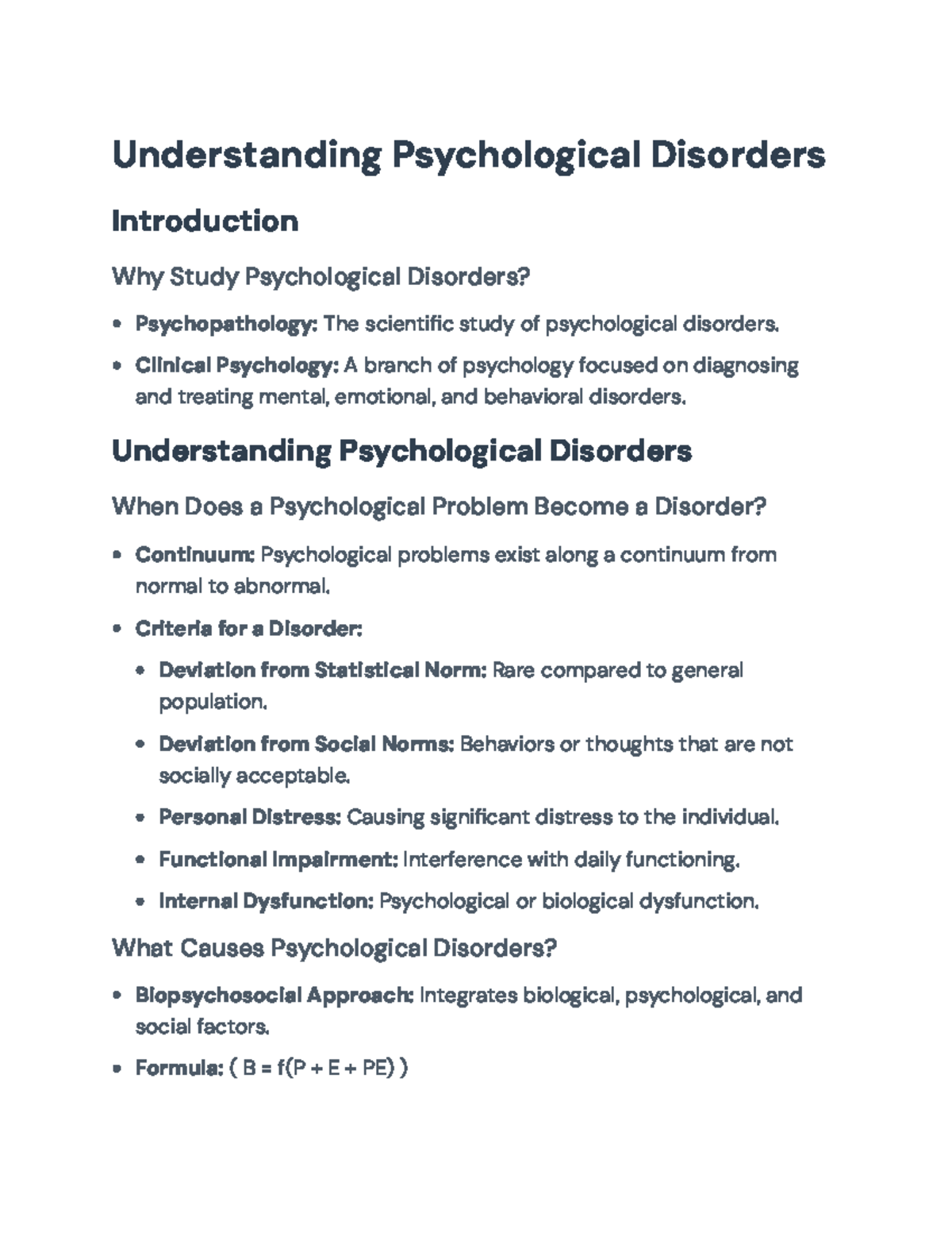 Psychological Disorders: Understanding, Causes, and Treatments (PSY 101 ...