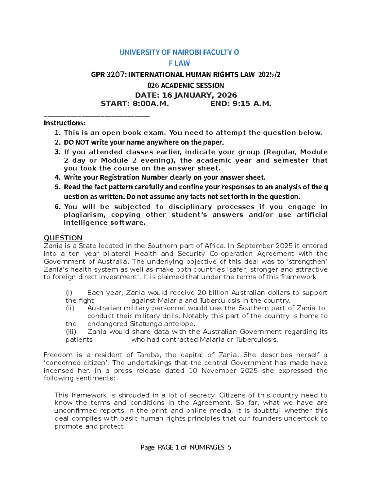 IHLR Exam GPR 3207: International Human Rights Law - Jan 2026 - Studocu