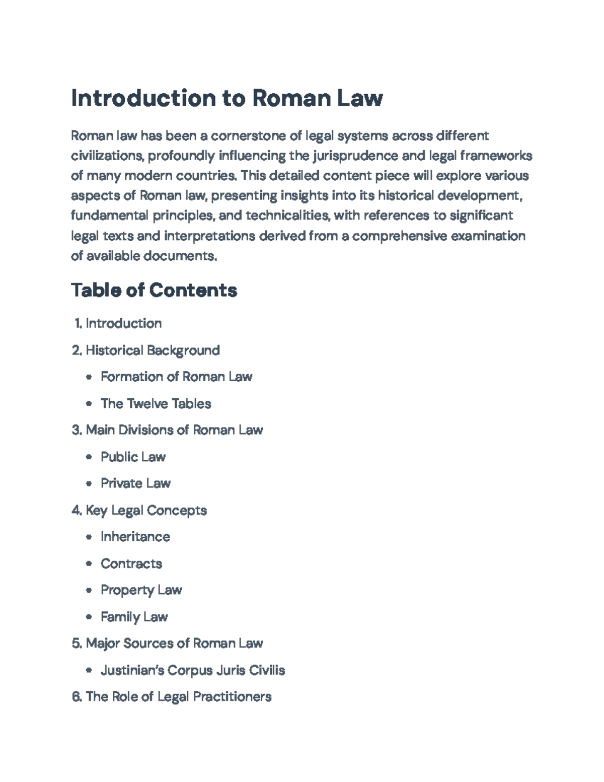 Comprehensive Overview of Roman Law: Historical Insights and Principles ...
