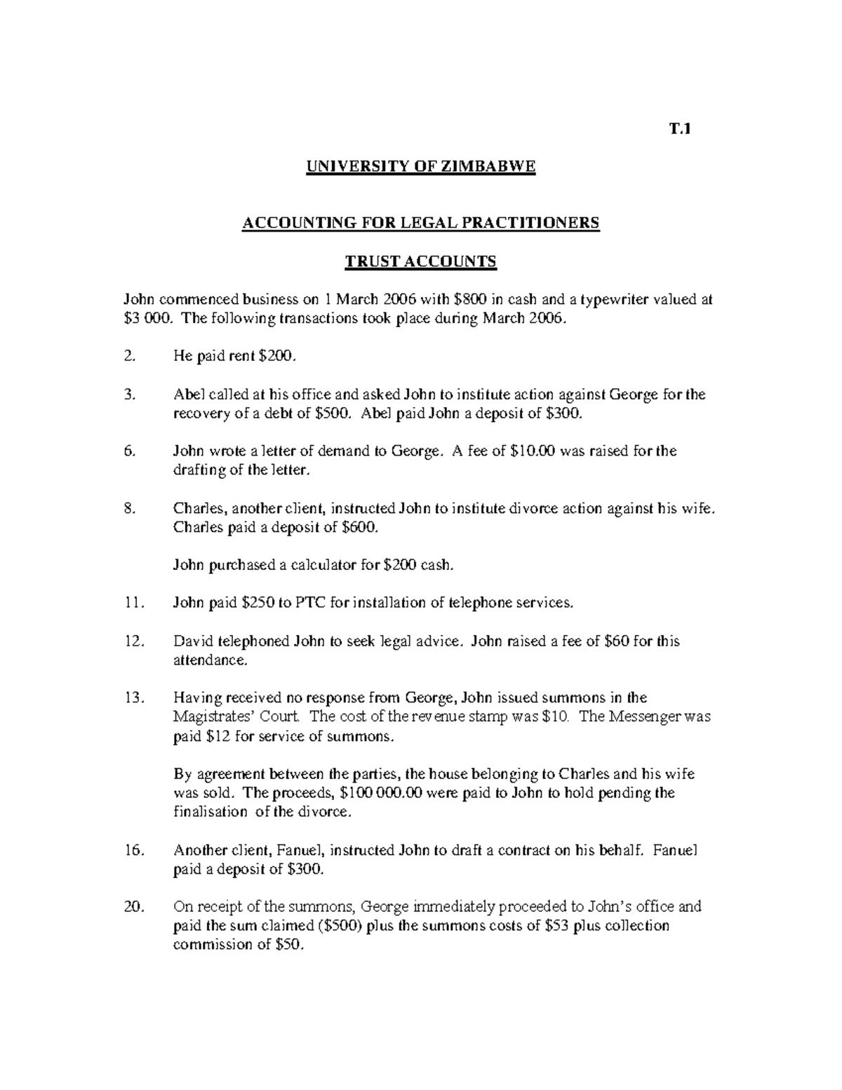 T.1 UZ Accounting for Legal Practitioners: Trust Accounts Notes - Studocu
