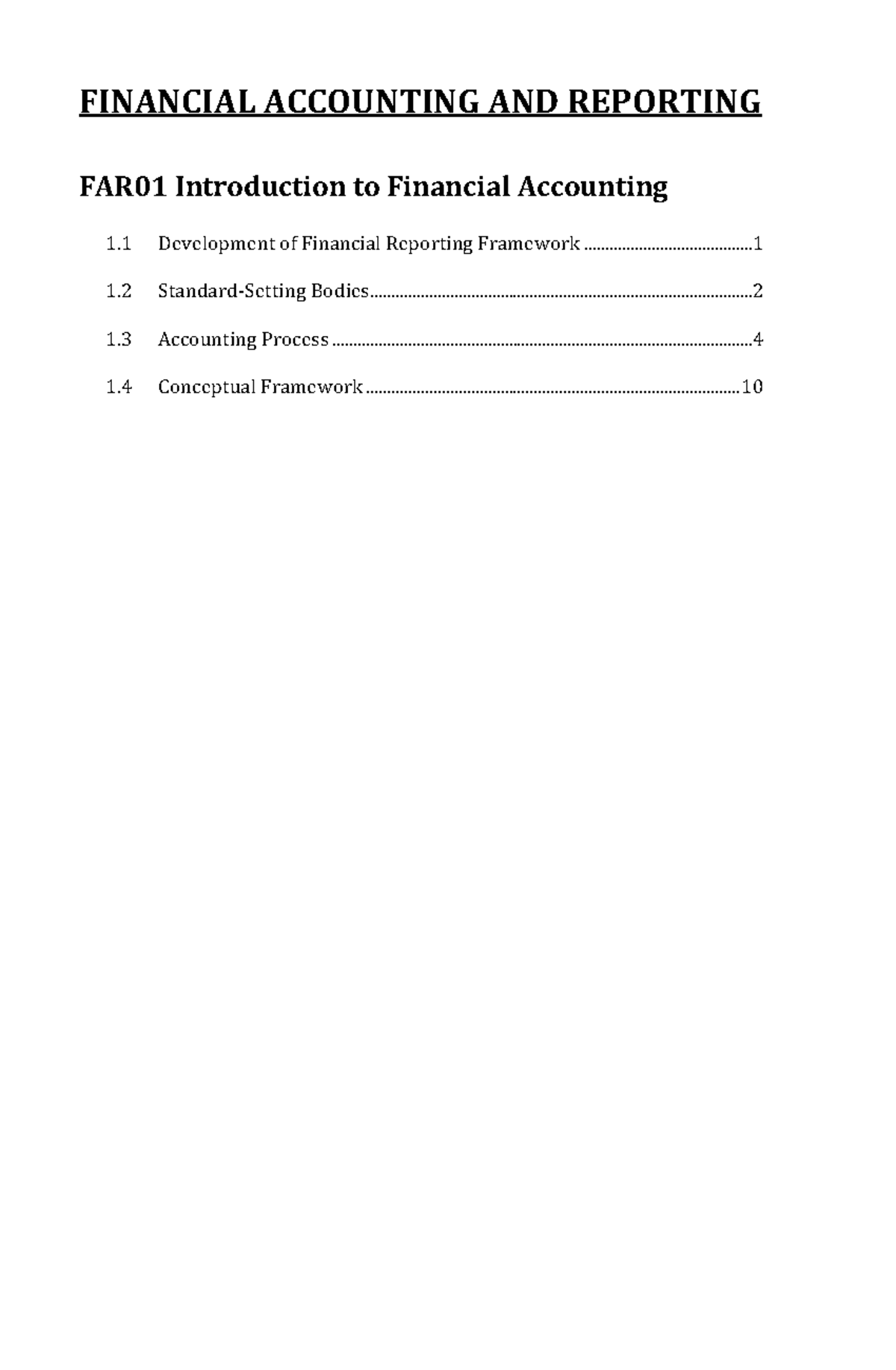 FAR01 Financial Accounting Framework and Concepts Overview - Studocu
