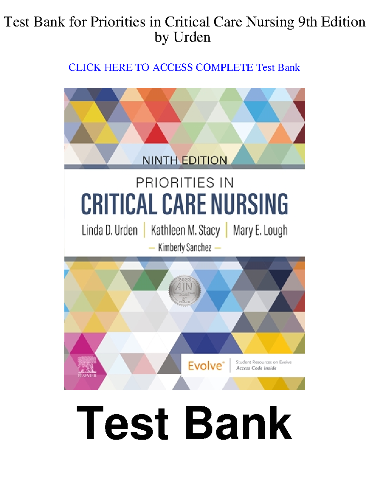 Test Bank for Ethical and Legal Issues in Critical Care Nursing (NUR ...