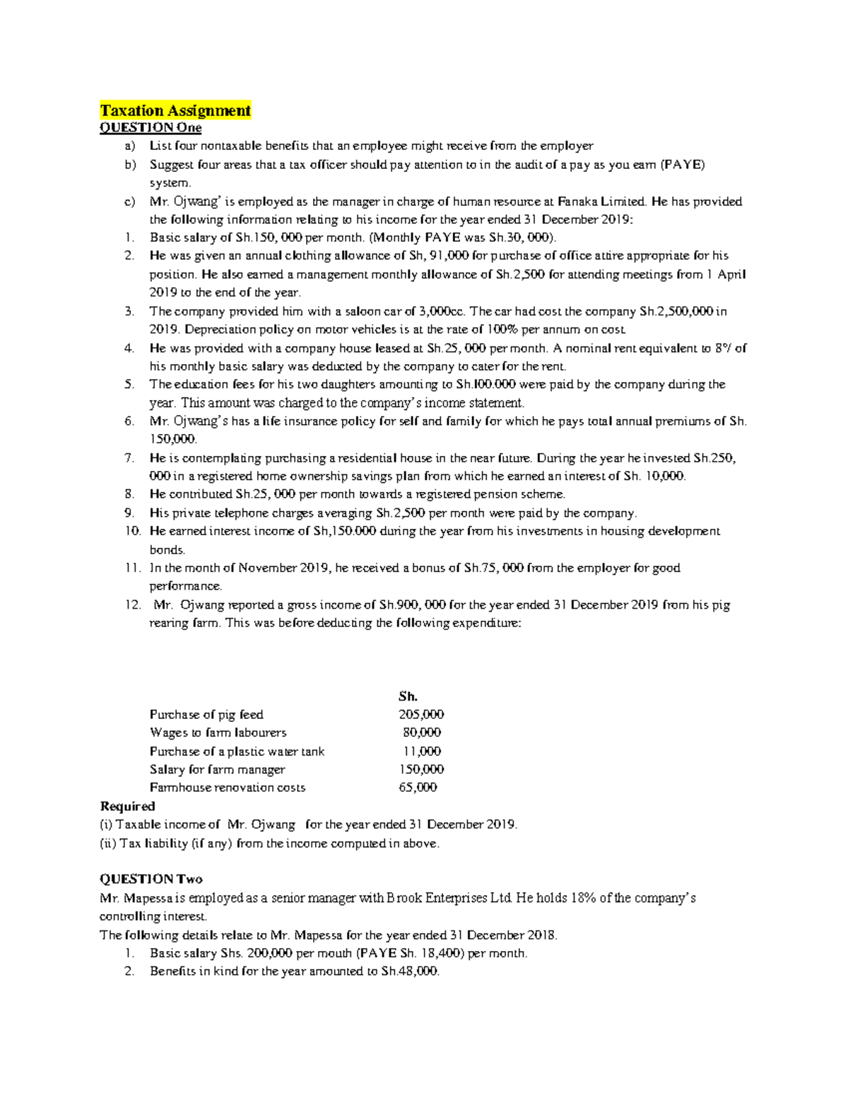 DAC212 Nov 2021 Taxation Assignment: Nontaxable Benefits & Income ...