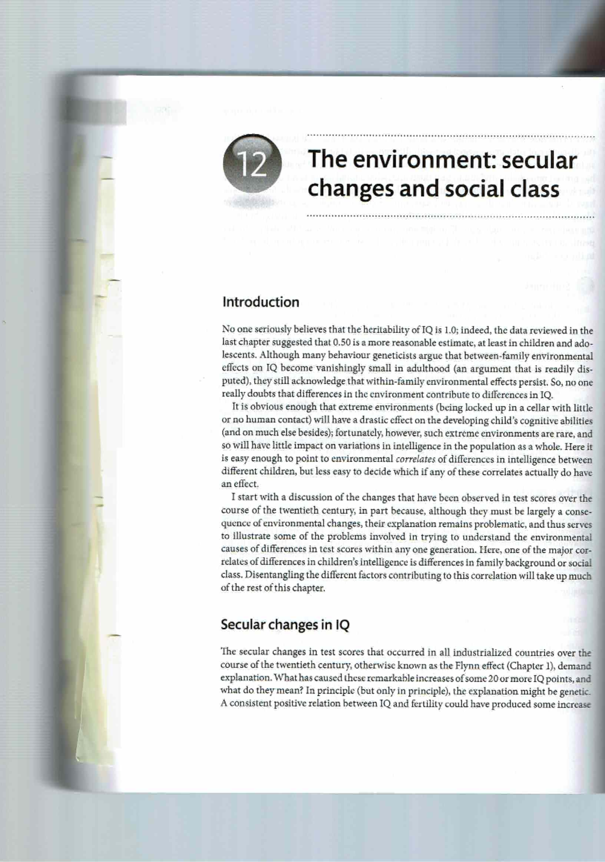 The Environment: Secular Changes and Social Class (PSY 291) - Studocu