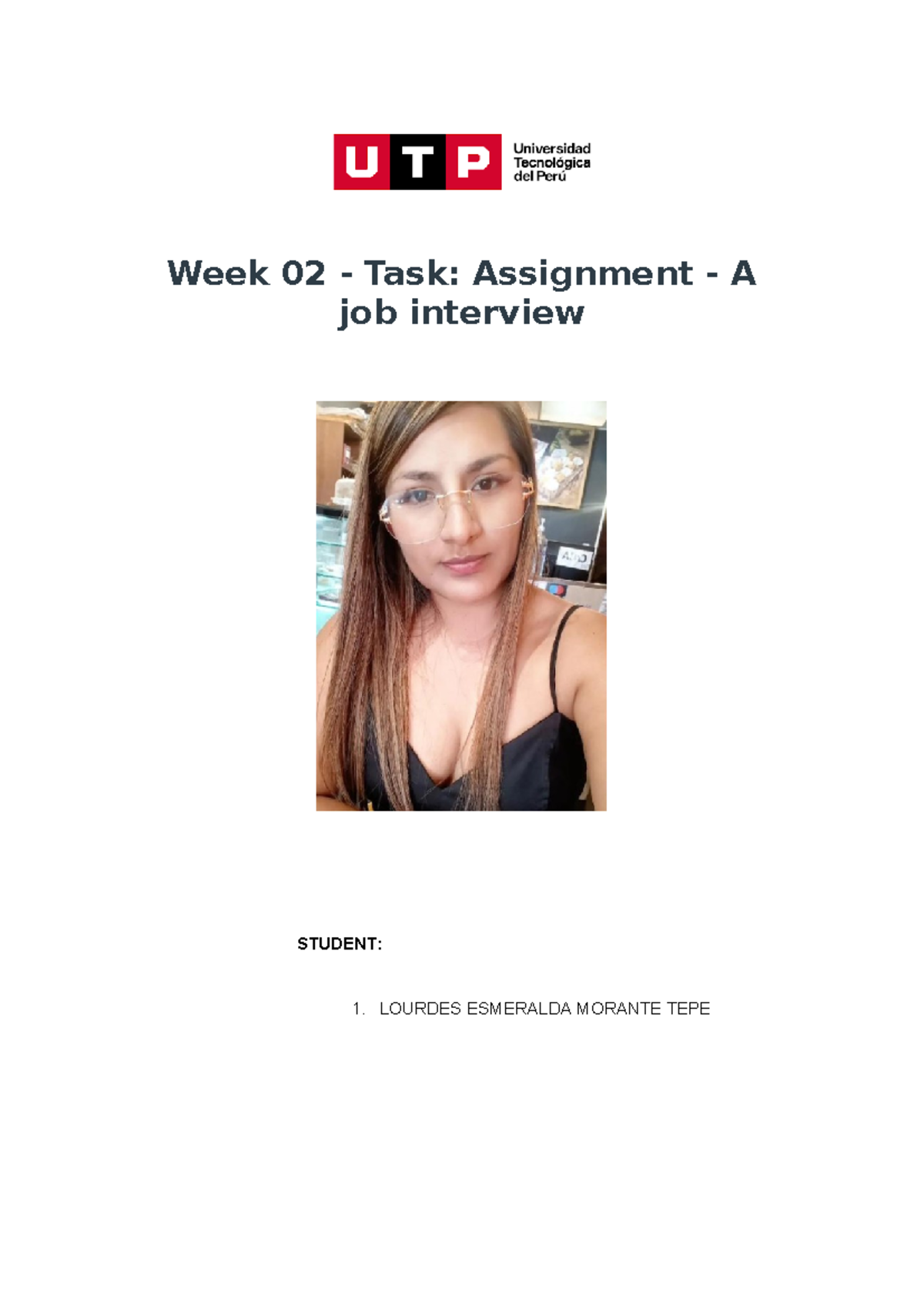 Week 02 Task Assignment A job interview - Week 02 - Task: Assignment ...