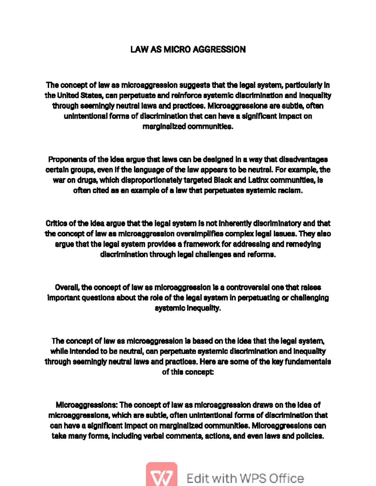 LAW AS Micro Aggression - LAW AS MICRO AGGRESSION The concept of law as ...