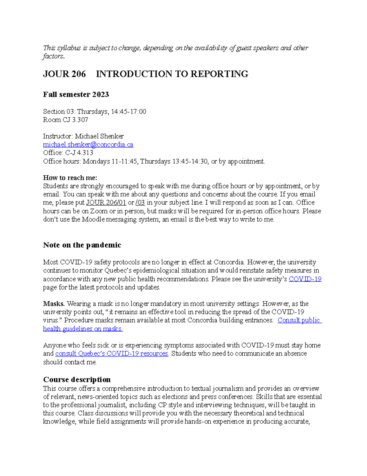 Syllabus 206 03 2023 2 - Document - This syllabus is subject to change ...