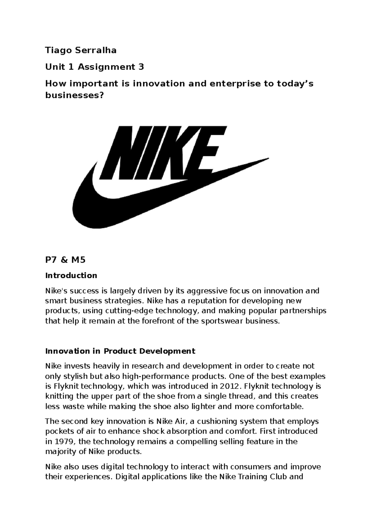 U1A3 - The Role of Innovation and Enterprise in Business Success - Studocu
