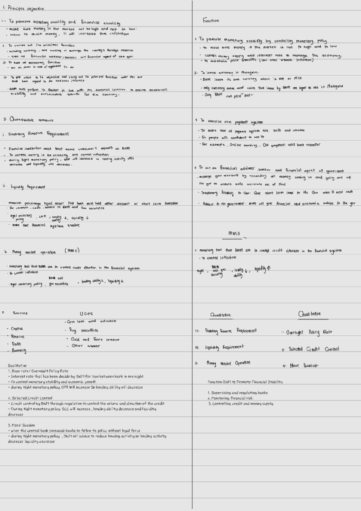 Financial Notes on Monetary Policy and Banking Stability (FIN 101 ...