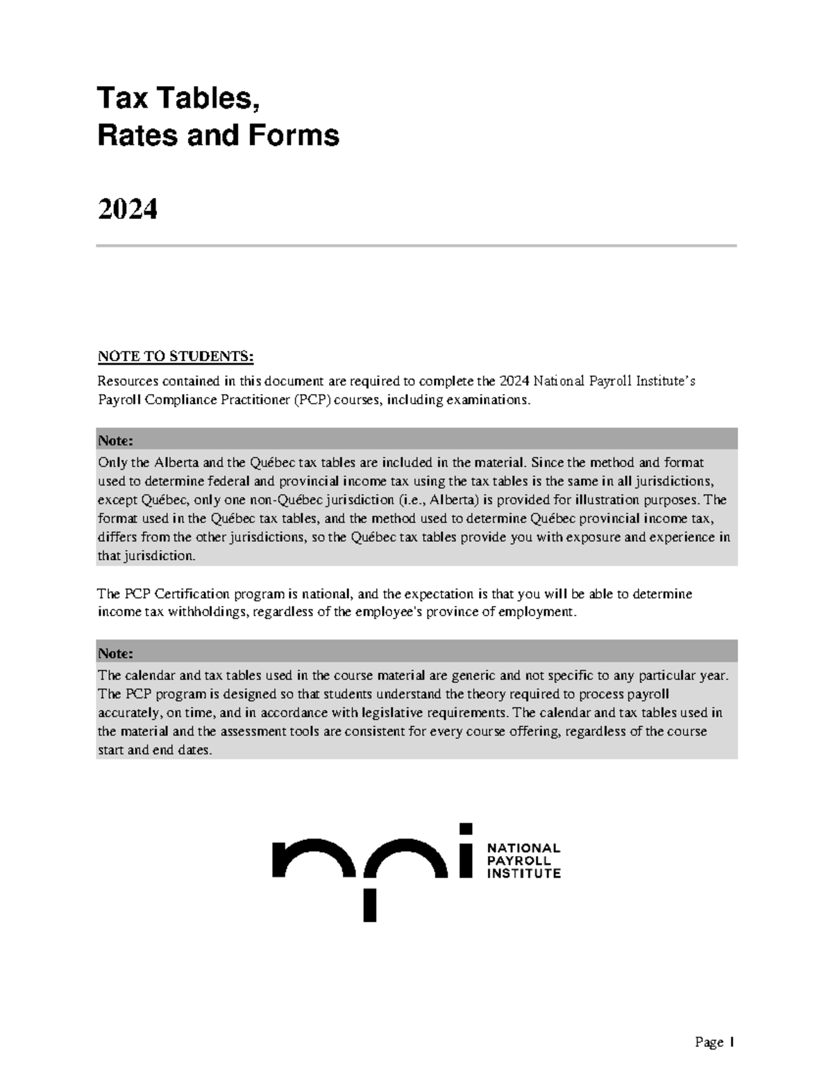 2024 Tax Tables, Rates & Forms for PCP Courses (ENG) - Studocu