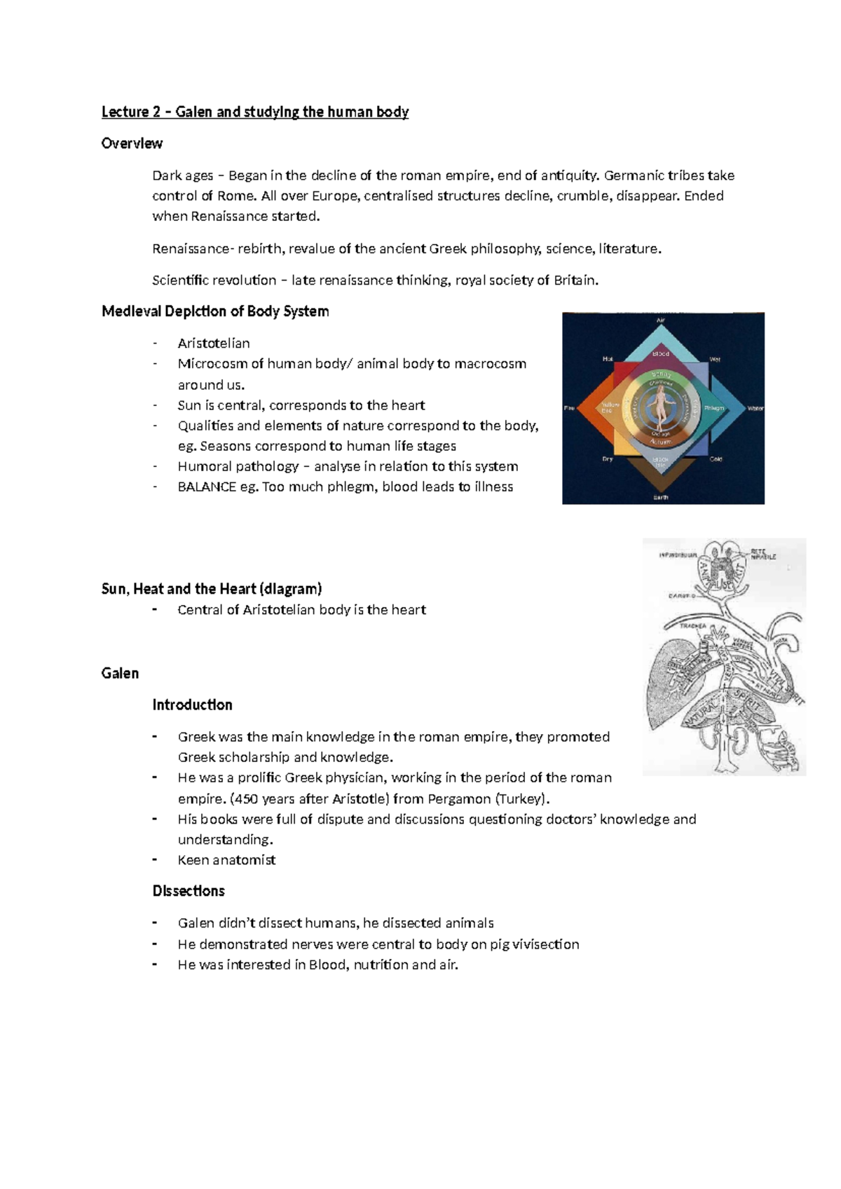 Week 1 - Galen - Lecture Notes on Anatomy and the Human Body - Studocu