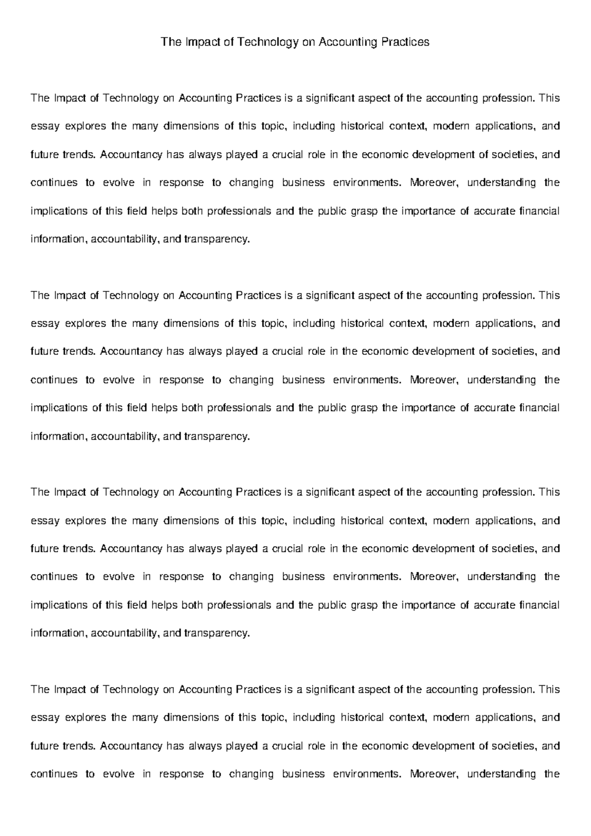 The Impact of Technology on Accounting Practices: An In-Depth Essay ...