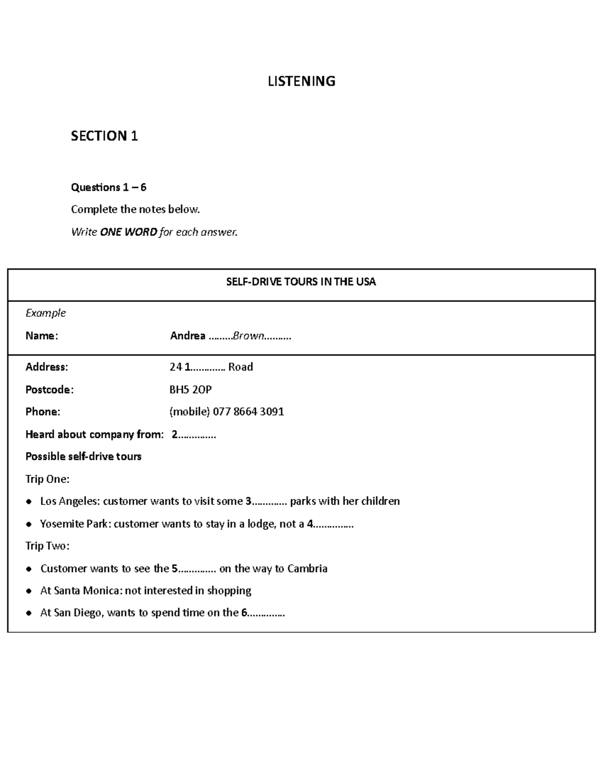 Listening Test 1 (CAM 10): Notes and Questions Guide - Studocu