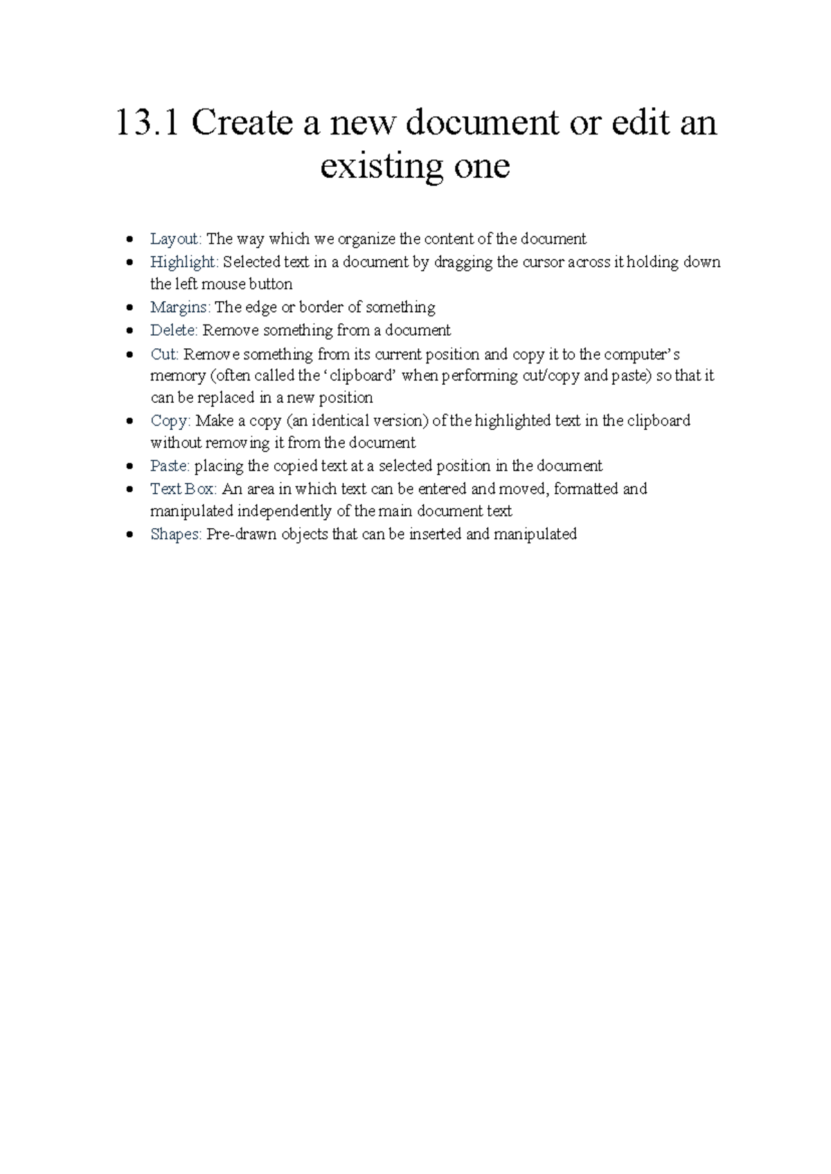 13 - ICT Year 8: Document Creation & Editing Techniques - Studocu
