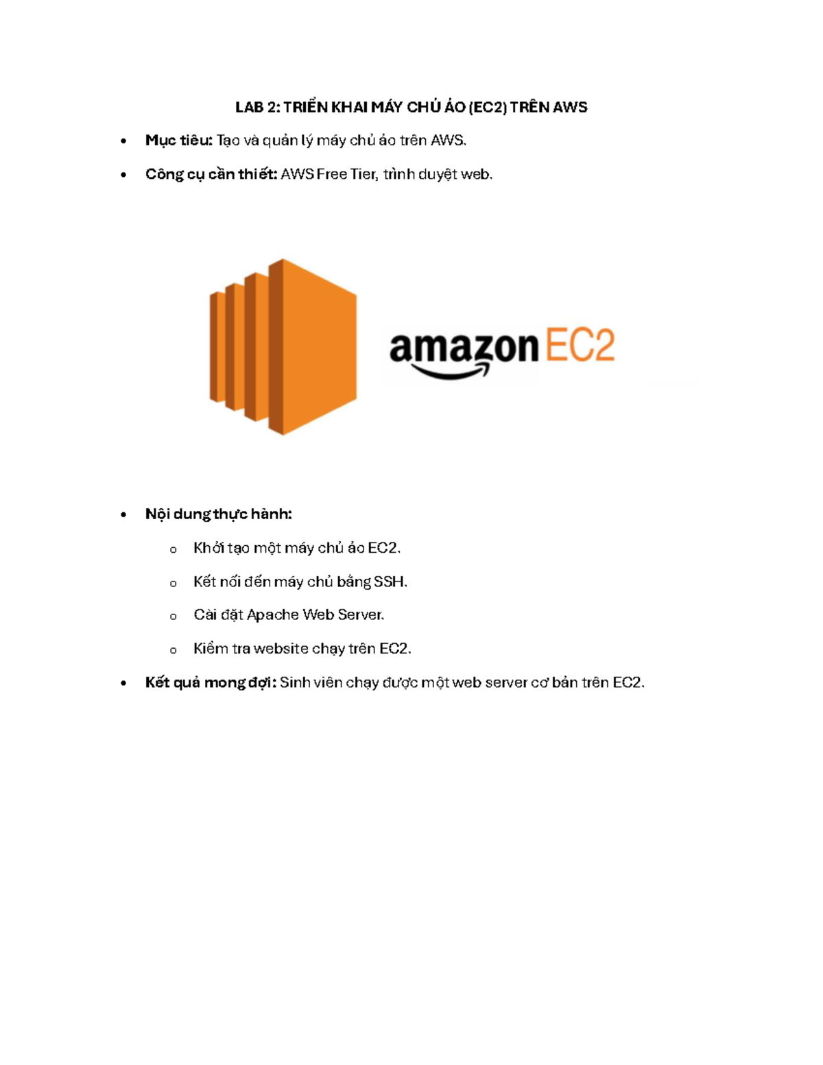 Cloud LAB 2 AWS EC2 - Mạng Máy Tính - LAB 2: TRIỂN KHAI MÁY CHỦ ẢO (EC2 ...