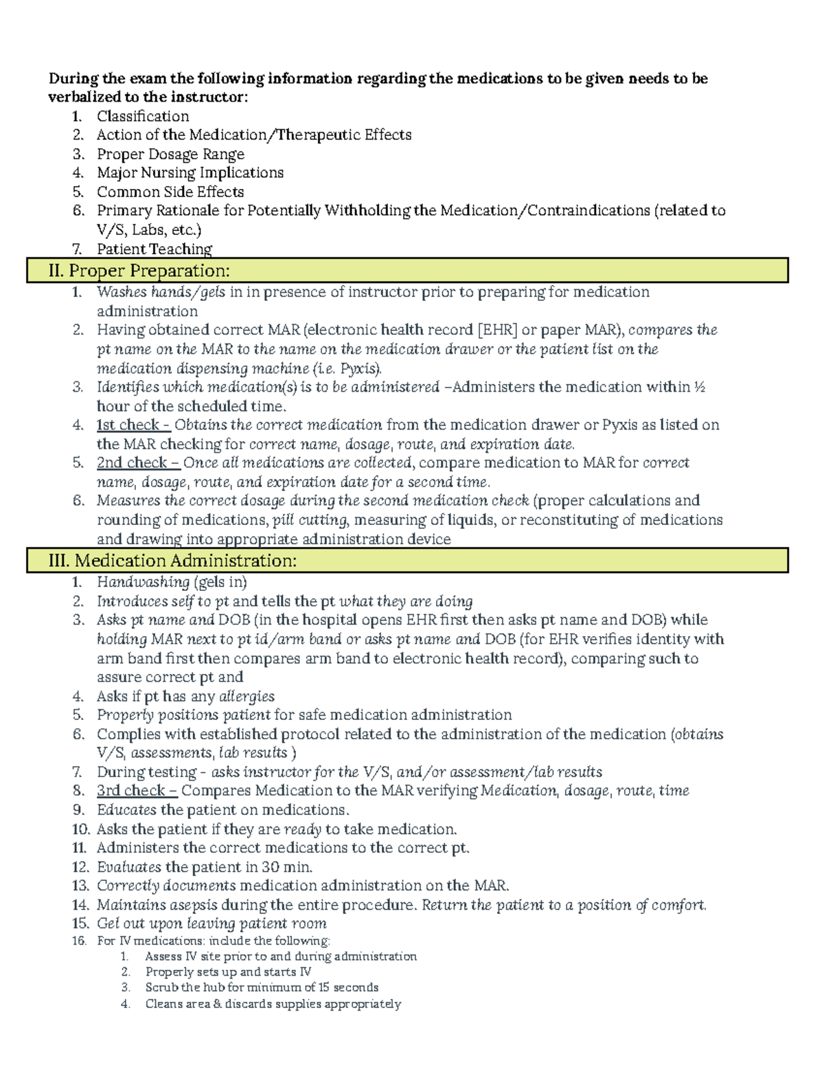 Med Pass Directions Summary for Pharmacology Exam Review - Studocu