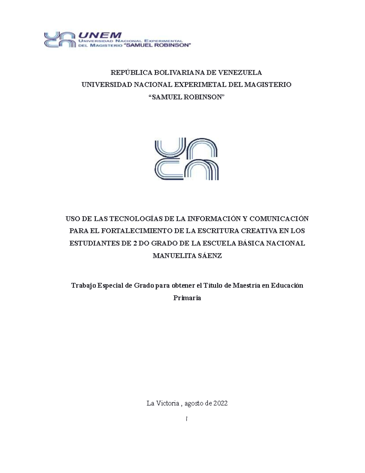Tesis de Maestría en Educación Primaria - Uso de TIC para Escritura Creativa - Document Preview