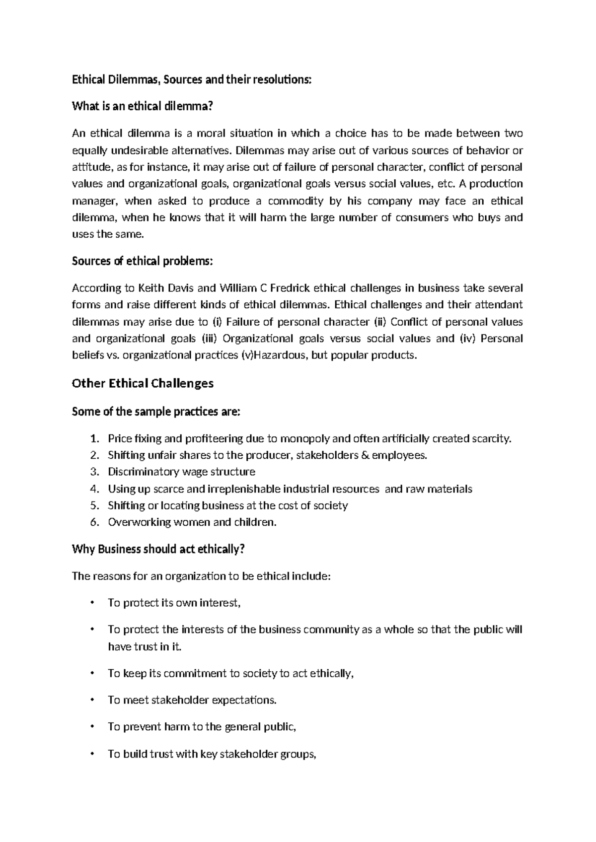 Ethical Dilemmas and Resolutions: Understanding Sources and Solutions ...