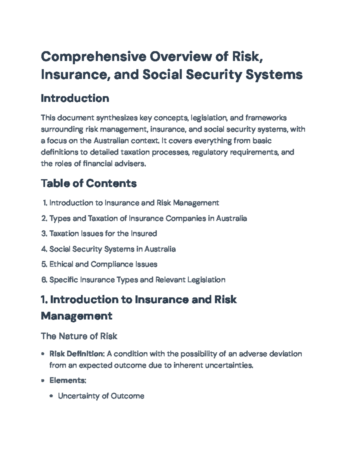 Comprehensive Analysis of Risk, Insurance, and Social Security in AUS ...