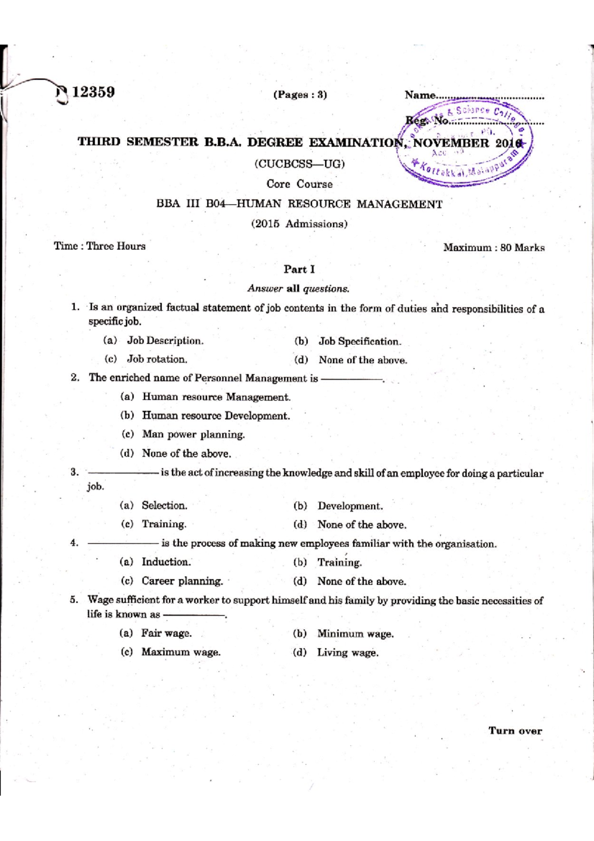 Human Resource Management Study Notes - Nov 2016 - Studocu