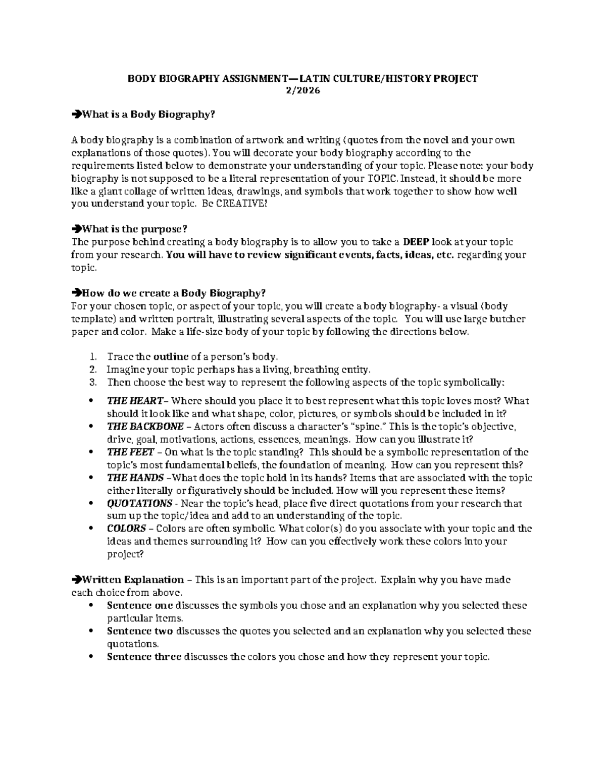 2026 Body Biography Project: Creative Collage Guidelines - Studocu