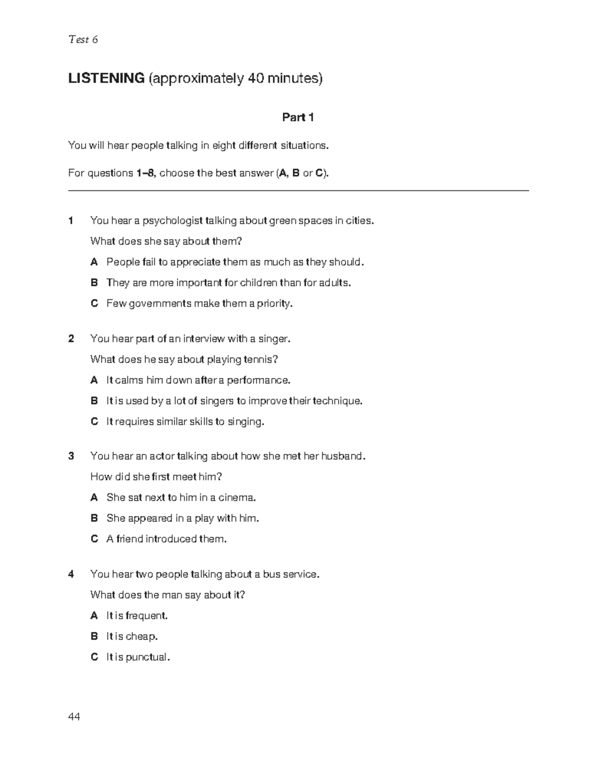 Listening Practice: Test 6 Listening Exercises and Questions - Studocu