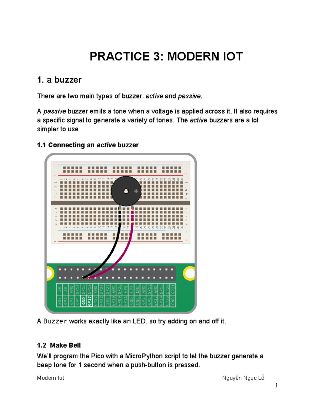 Modern IoT 1: Buzzer and Sensor Projects (MIoT Ex03) - Studocu