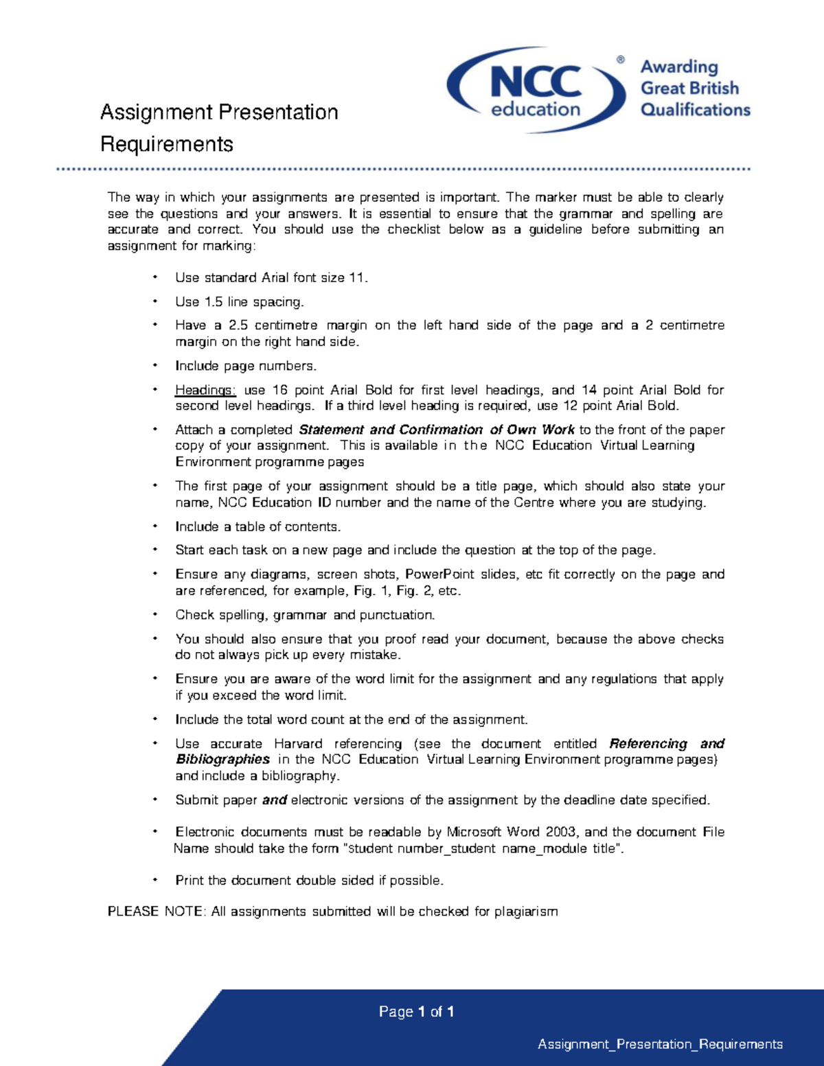 Presentation Requirements for Assignment - NCC Edu 1 - Studocu