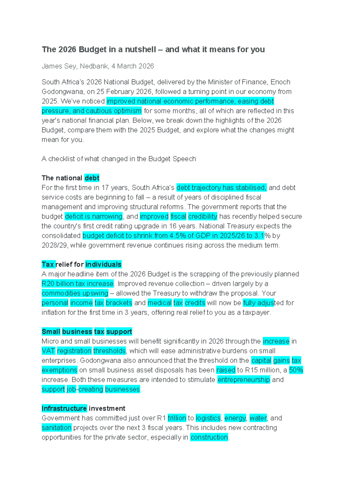 2026 National Budget Overview: Key Changes & Implications - Studocu