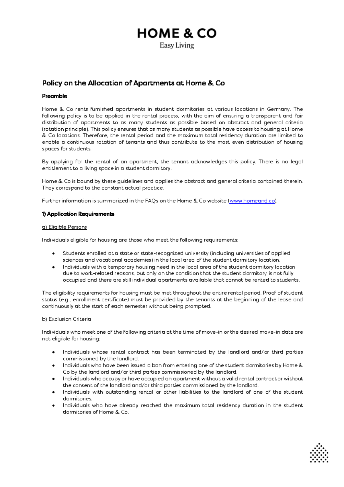 Policy on Apartment Allocation at Home Co: Guidelines for Students ...