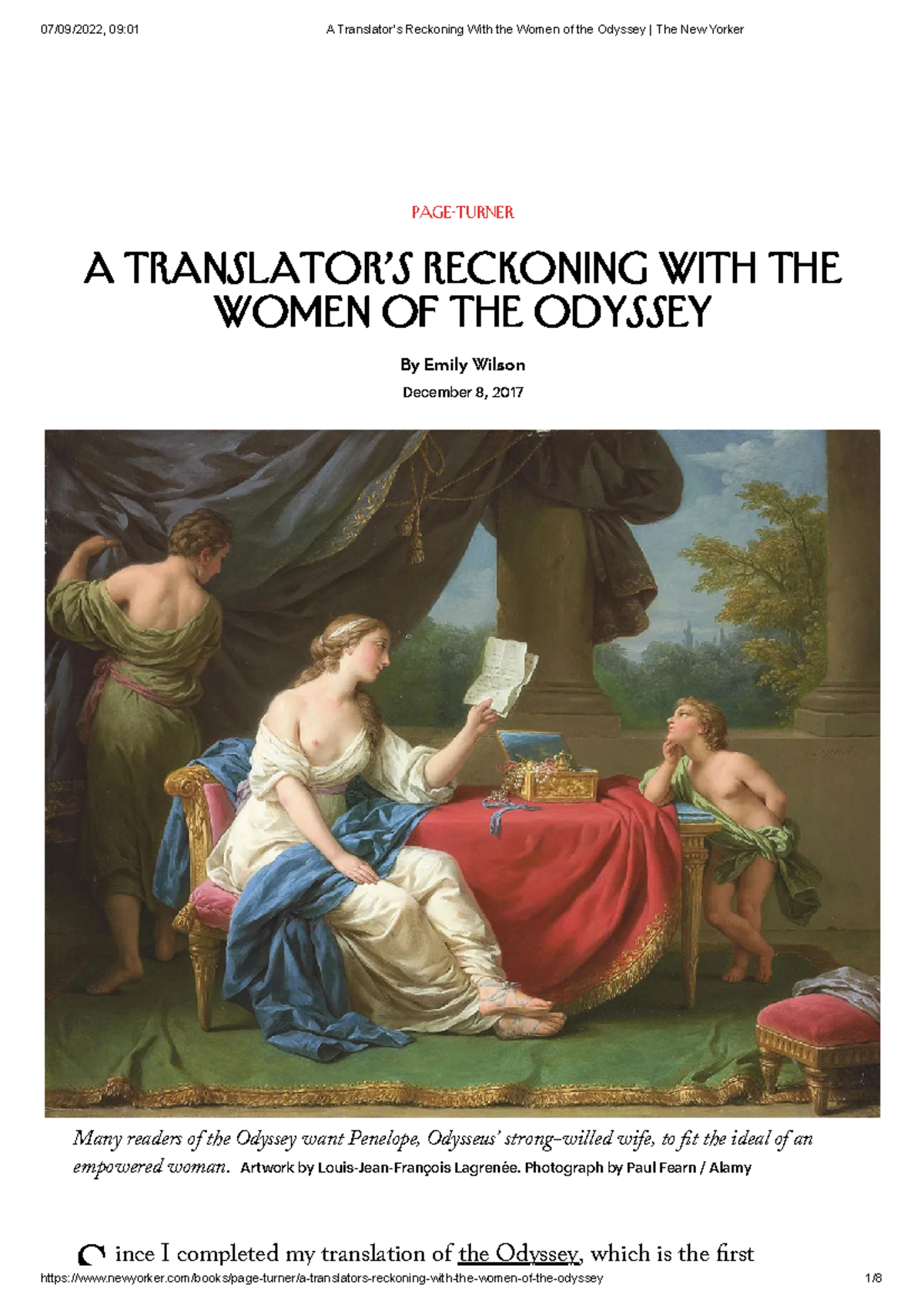 A Translator's Insights on Women in the Odyssey - The New Yorker - Studocu