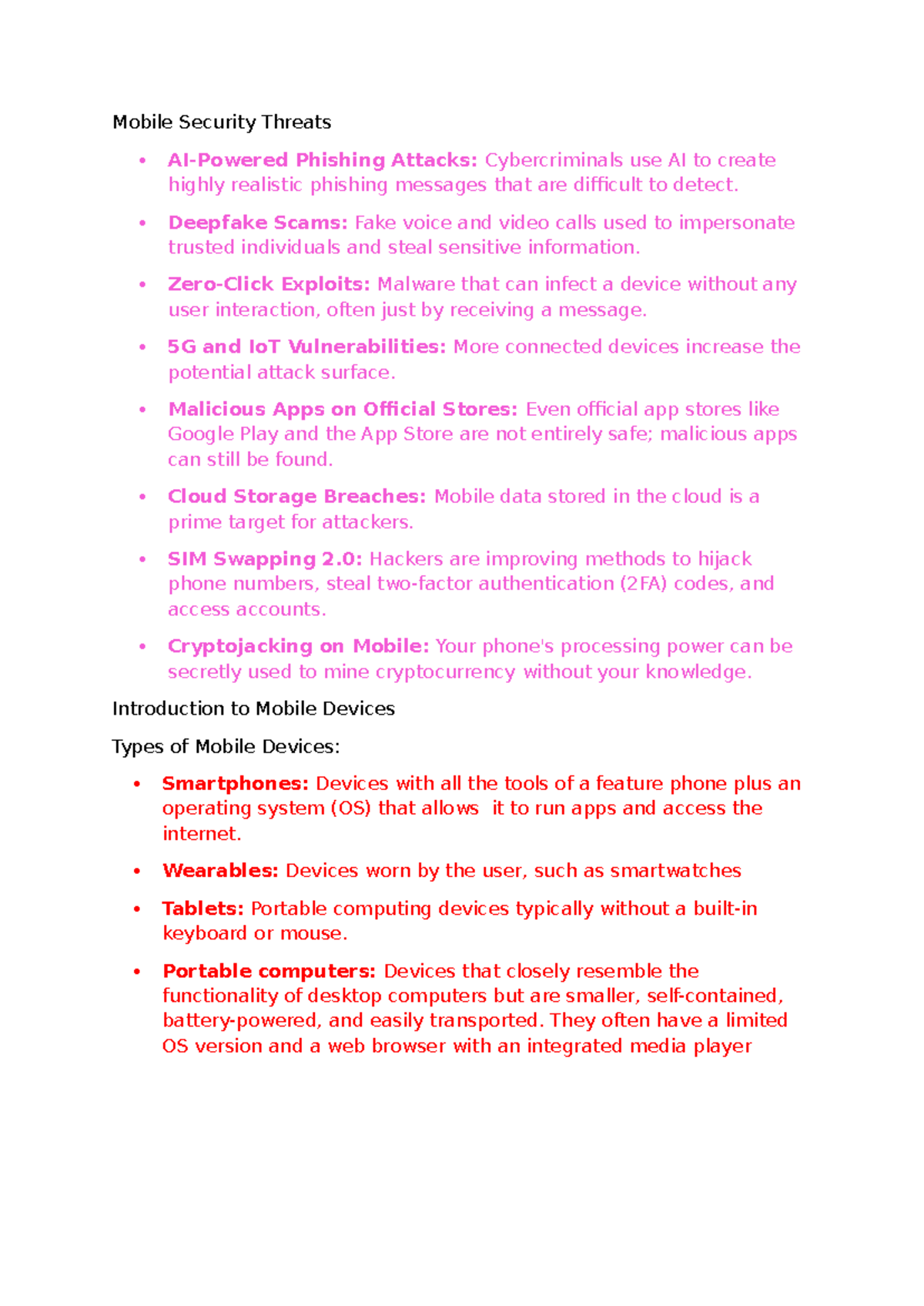 Mobile Security Threats & Protection Strategies: Module 6.1 Summary ...