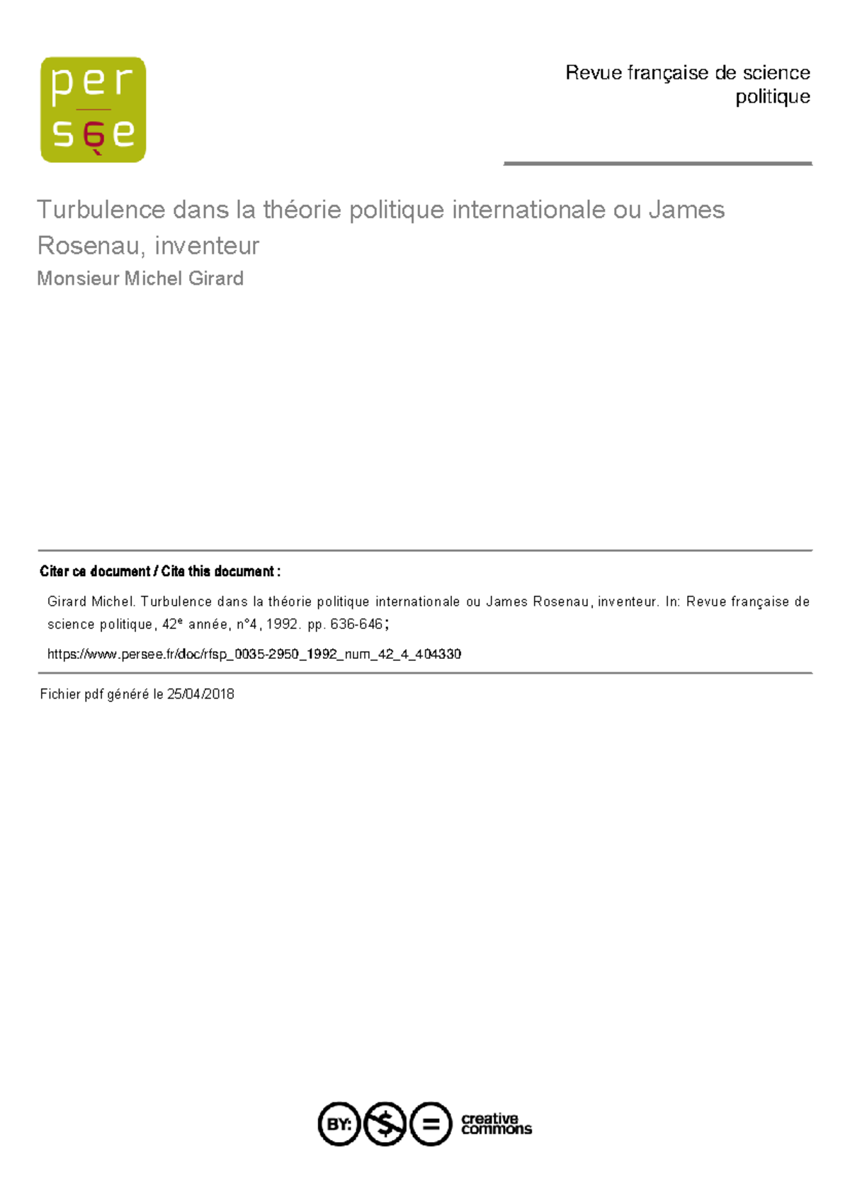 Turbulence dans la théorie politique internationale - Analyse de James ...