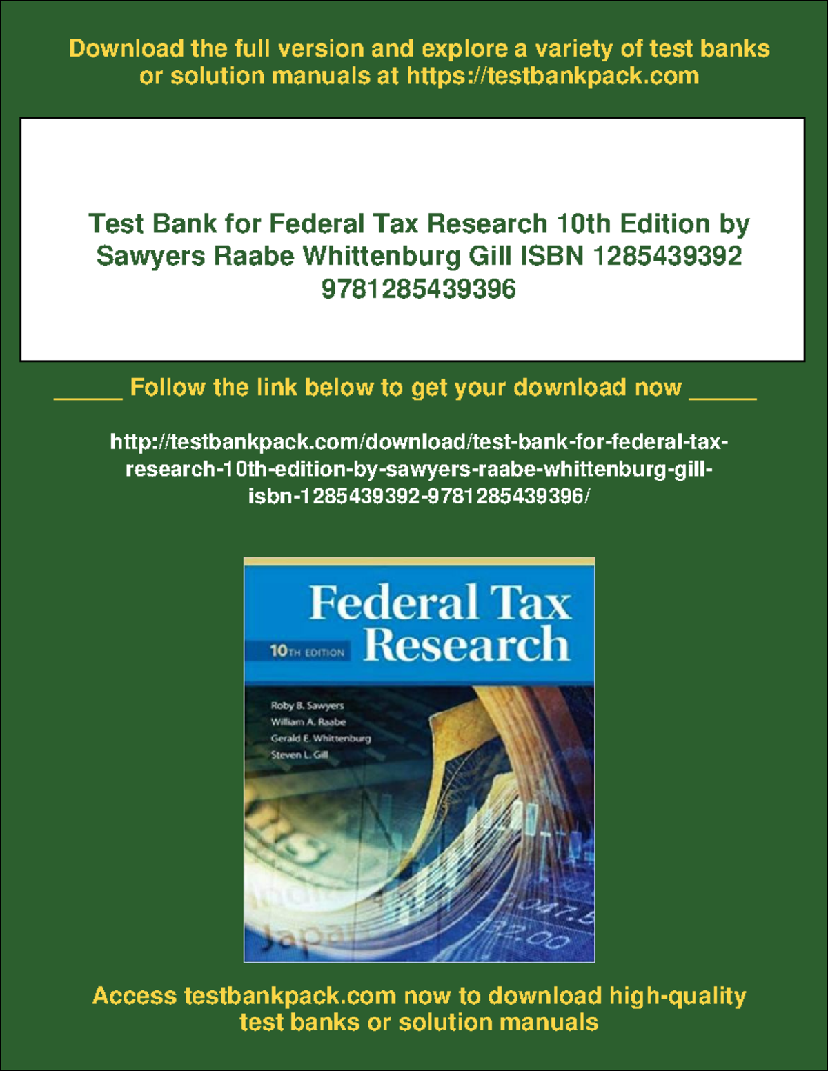 Test Bank for Federal Tax Research 10th Edition - Sawyers et al. - Studocu