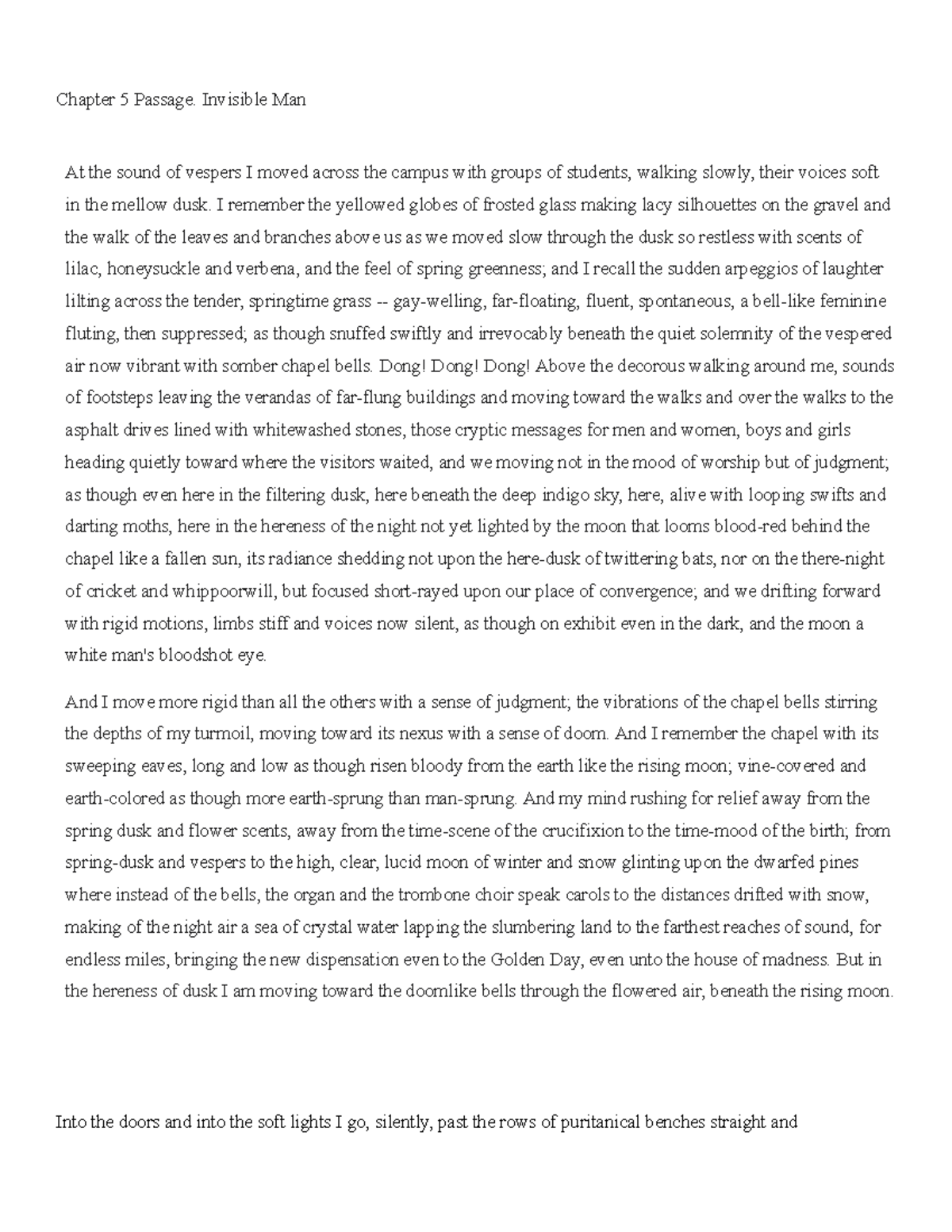 Chapter 5 Passage - Instructions for classwork. - Chapter 5 Passage ...