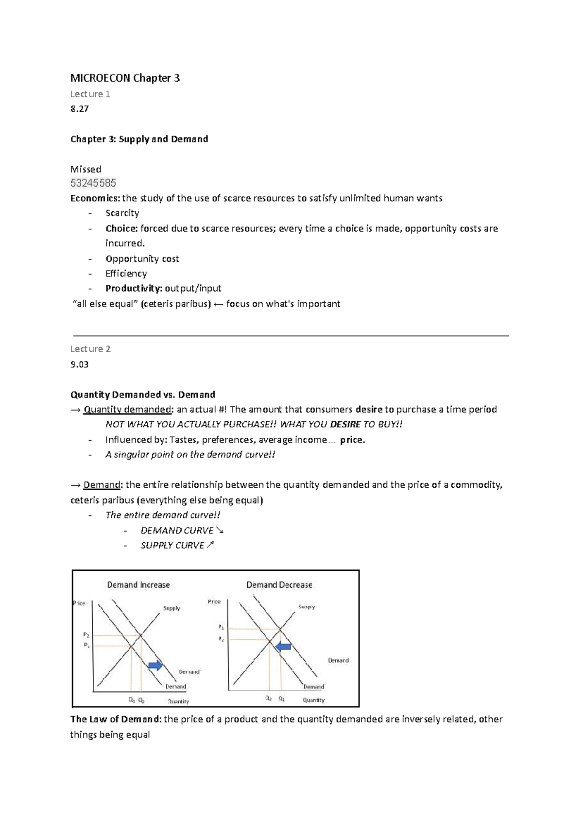 ECON 208 Chapter 3 Lecture Notes: Supply and Demand Insights - Studocu