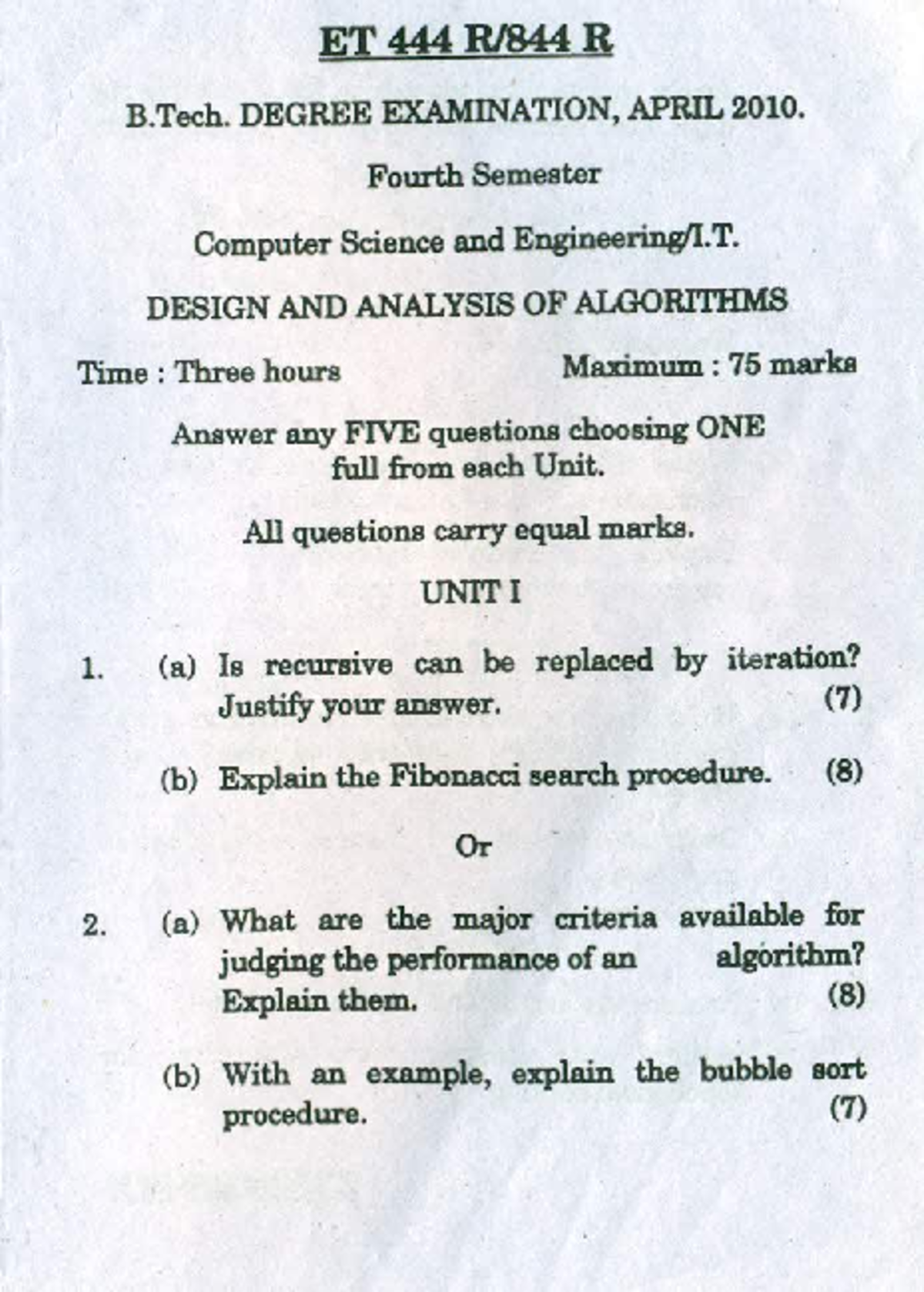 DAA Previous Year Question Paper Review - Studocu